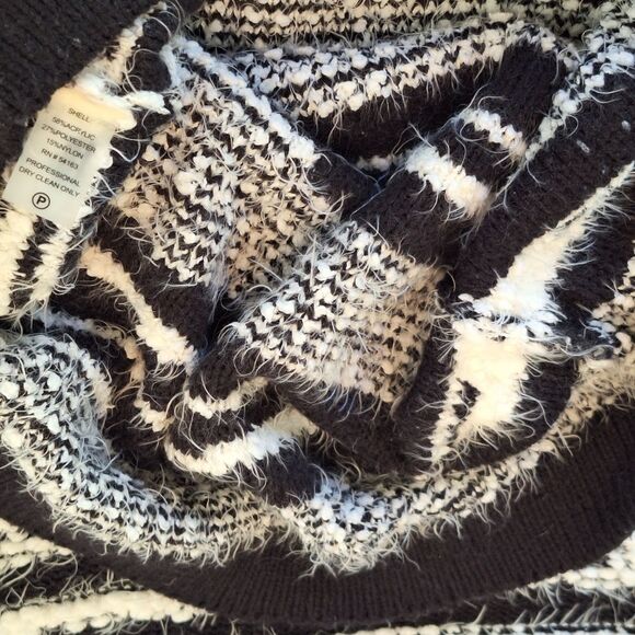 Calvin Klein Sweater Dress Eyelash Chunky Knit Sheath Black White Cowl Neck Sz S - Picture 7 of 12